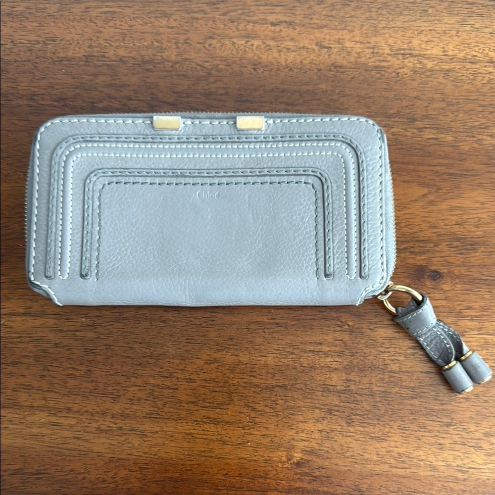 Chloé Marcie Continental Gray Leather Wallet